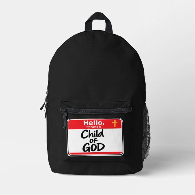 Child of GOD - Name Tag Printed Backpack (Front)