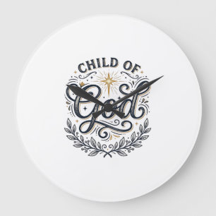 Child Of God Vintage Engraving Shirt Design_1 Large Clock
