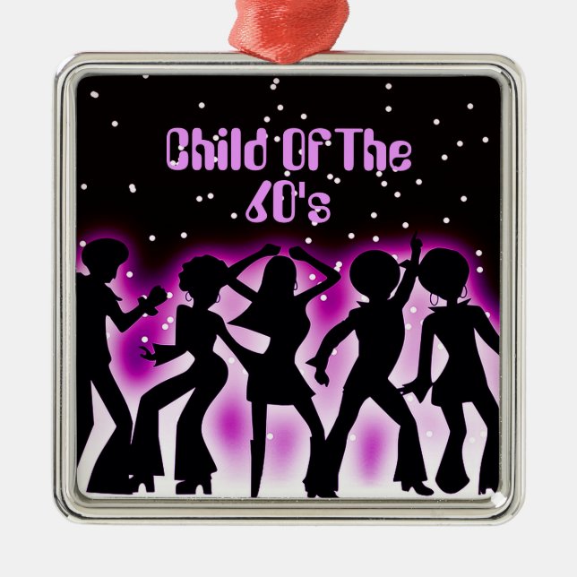 Child Of The 60's Pink Metal Ornament (Front)