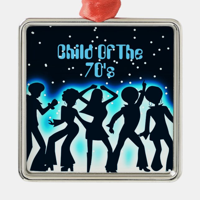 Child Of The 70's Teal Metal Ornament (Front)