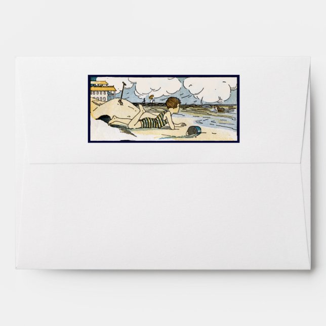 Child on Beach Vintage Art Envelopes (Back (Top Flap))