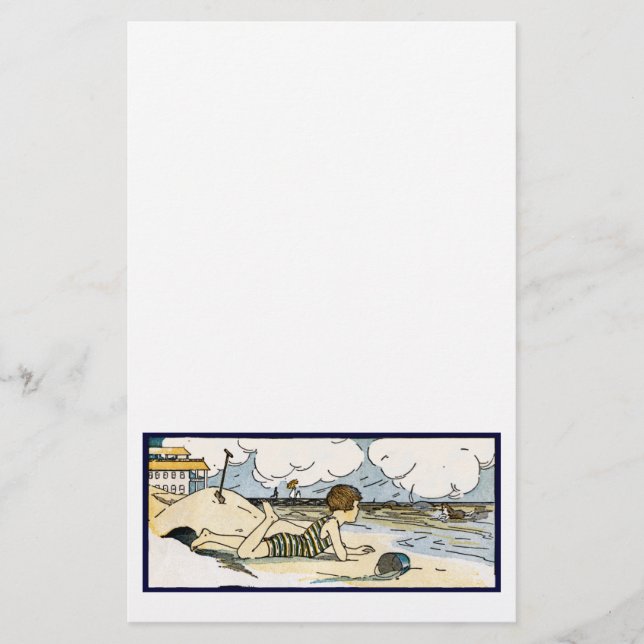 Child on Beach Vintage Art Flyer (Front)