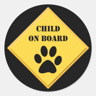 Child on board dog car sticker sheet