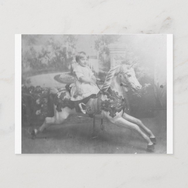 child on carousel horse postcard (Front)