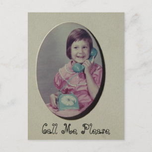 Child on Phone, Call Me Please Postcard
