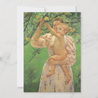 Child Picking Fruit by Cassatt Vintage Baby Shower Invitation