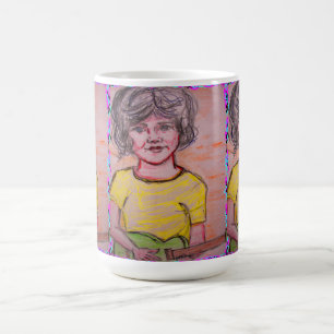 child playing toy electric guitar coffee mug