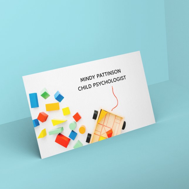 Child Psychologist Play Therapy Toy Blocks Photo Business Card (Creator Uploaded)