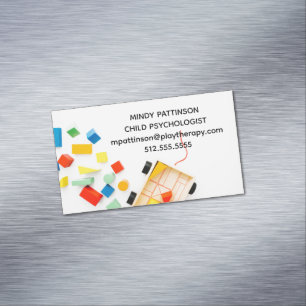 Child Psychologist Play Therapy Toy Blocks Photo Magnetic Business Card