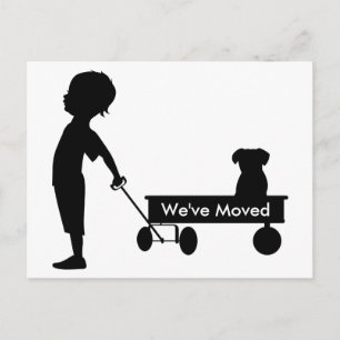 Child Pulling Wagon New Address Announcement Postcard