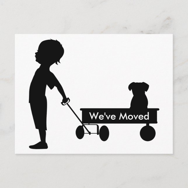 Child Pulling Wagon New Address Announcement Postcard (Front)