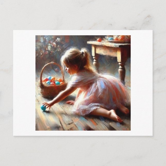 Child Reaching for Easter Egg,  Postcard (Front)
