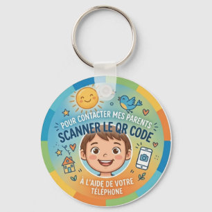Child Safety QR Code To Contact Parents Keychain