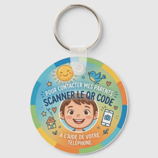 Child Safety QR Code To Contact Parents Keychain