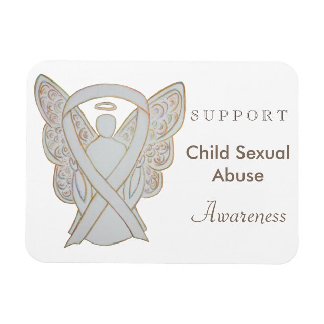 Child Sexual Abuse Awareness White Ribbon Magnets (Horizontal)