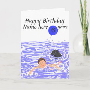 Child Swimmer birthday card add age name