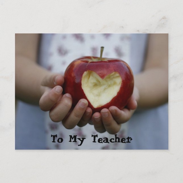 Child with apple heart holiday postcard (Front)