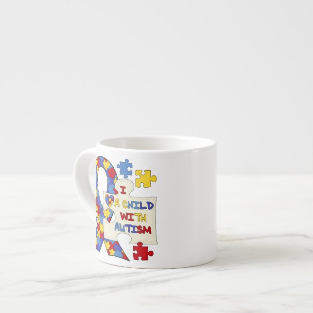 Child With Autism Awareness Ribbon Espresso Cup (Front Left)