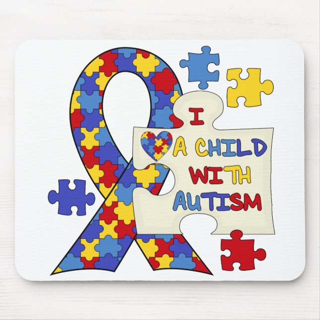 Child With Autism Awareness Ribbon Mouse Pad (Front)