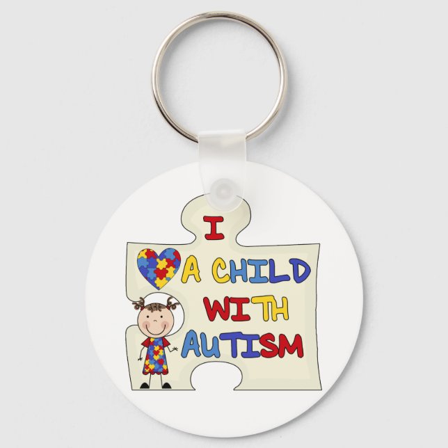 Child WIth Autism Brunette Girl 2 Keychain (Front)