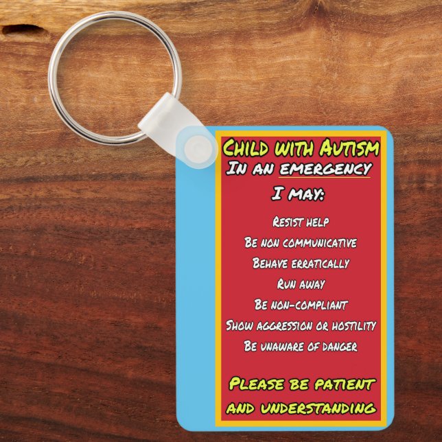 Child with Autism Emergency  Keychain (Front)