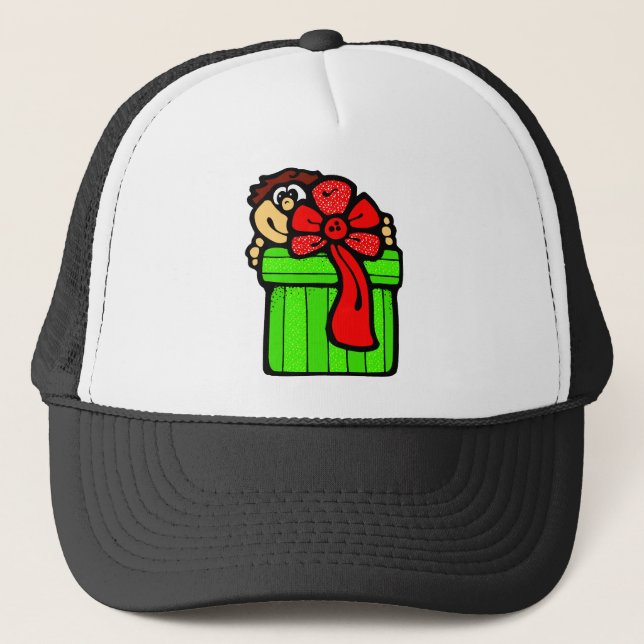 Child with Christmas Present Trucker Hat (Front)