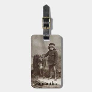 Child With Dog, C1885 Luggage Tag