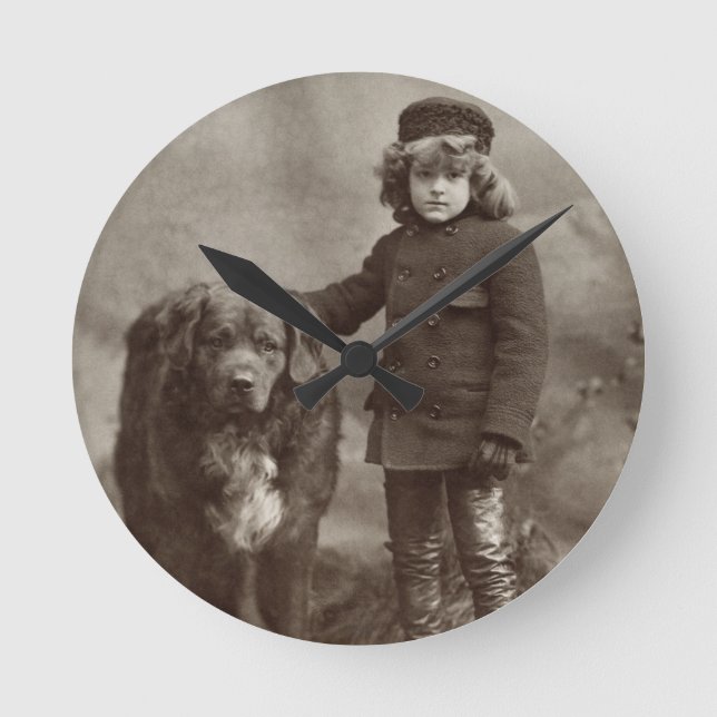 Child With Dog, C1885 Round Clock (Front)