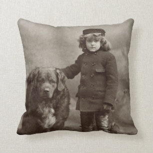 Child With Dog, C1885 Throw Pillow