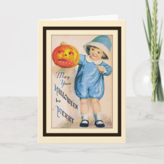 Child with Halloween Jack O' Lantern Card