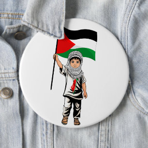 Child with Keffiyeh Palestine Flag  6 Inch Round Button