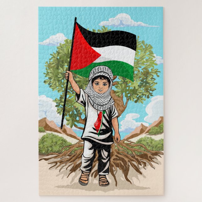Child with Keffiyeh Palestine Flag and Olive Tree  Jigsaw Puzzle (Vertical)