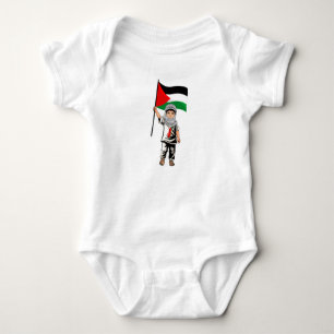 Child with Keffiyeh Palestine Flag  Baby Bodysuit
