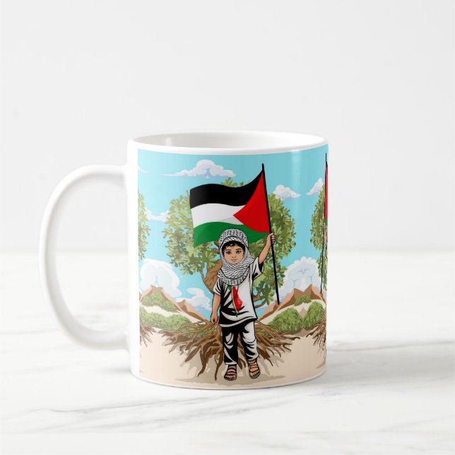 Child with Keffiyeh Palestine Flag  Coffee Mug (Left)
