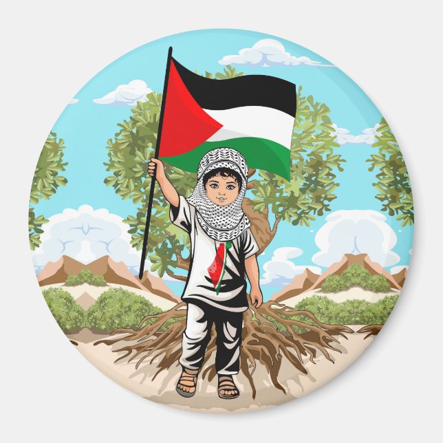Child with Keffiyeh Palestine Flag  Magnet (Front)