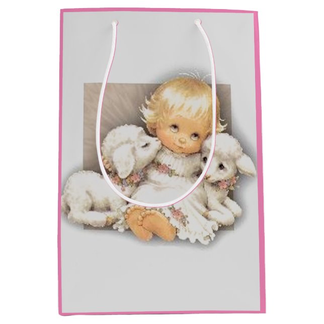   Child with lambs     Medium Gift Bag (Front)
