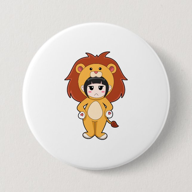 Child with Lion Costume 3 Inch Round Button (Front)