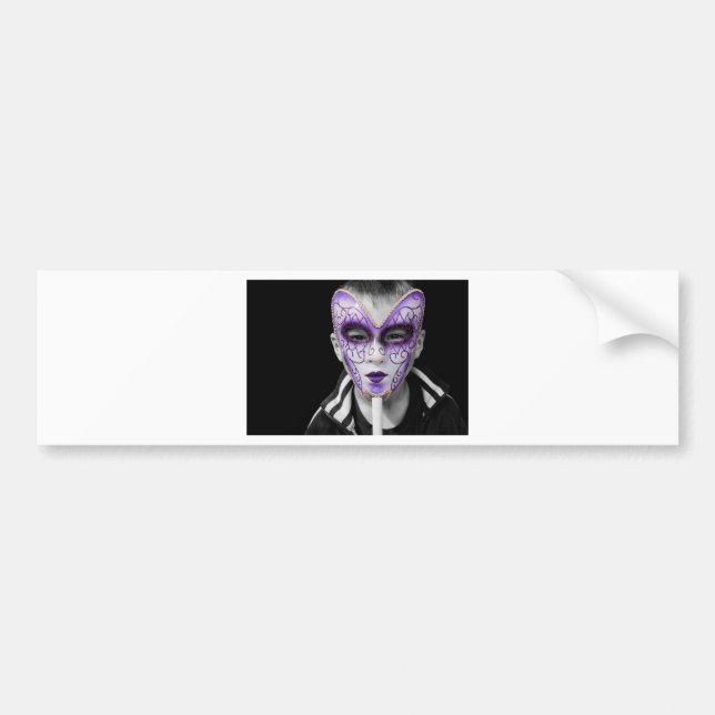 Child with Purple Ceramic Mask Bumper Sticker (Front)