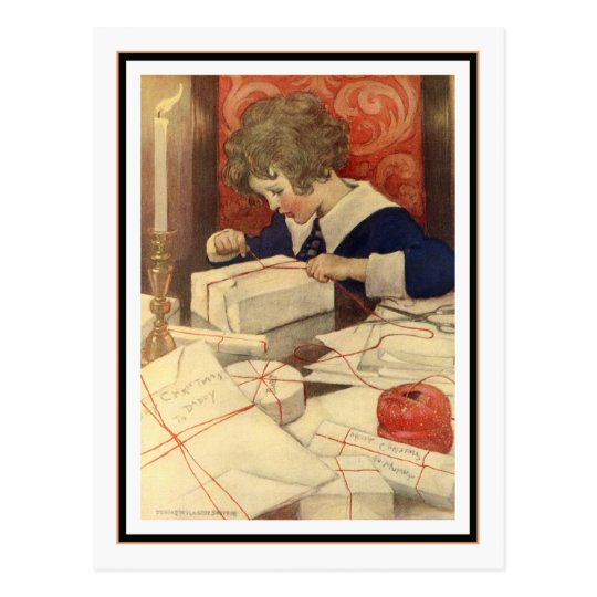 Child Wrapping Presents by Jessie Willcox Smith Postcard