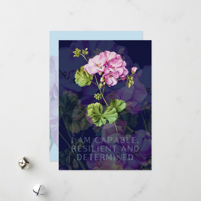 Childbirth affirmation card with flowers (Front/Back In Situ)