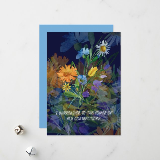 Childbirth affirmation card with flowers (Front/Back In Situ)
