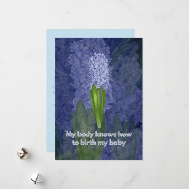 Childbirth affirmation card with flowers (Front/Back In Situ)