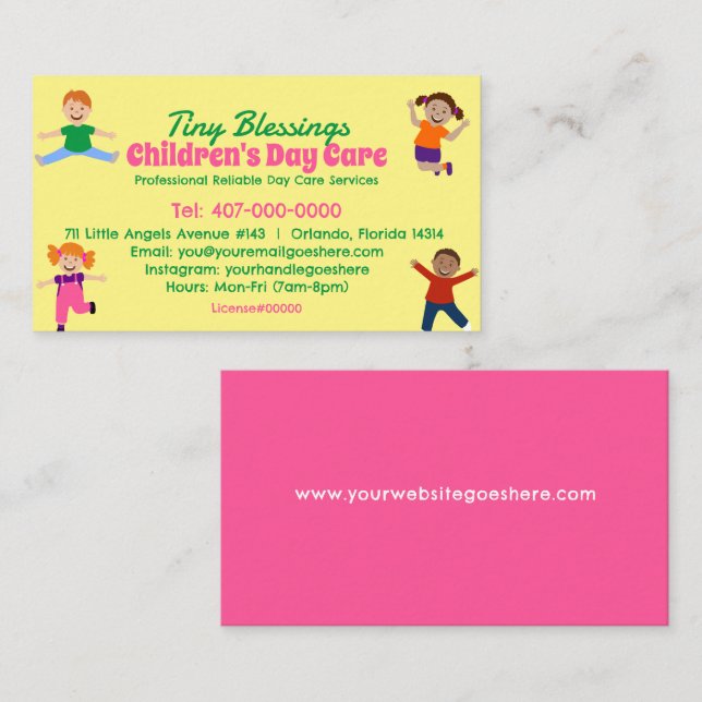 Childcare Daycare Babysitting Services Business Card (Front/Back)