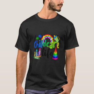 Childcare life daycare puzzle piece crayons and ra T-Shirt