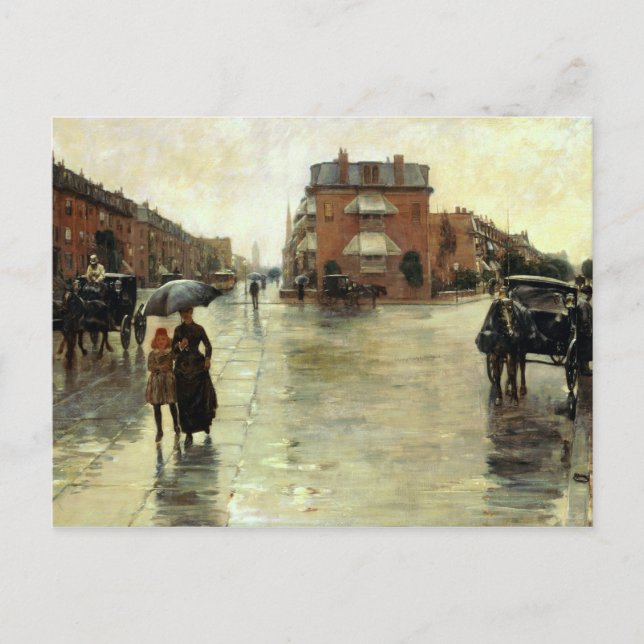Childe Hassam - Rainy Day, Boston Postcard (Front)