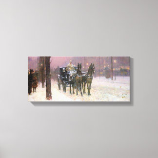 Childe Hassam - Street scene with two cabs Canvas Print