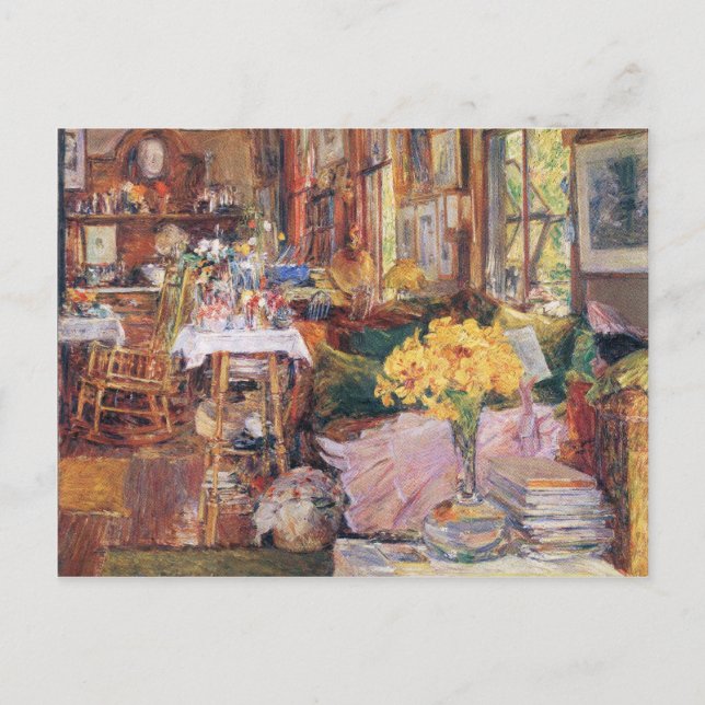 Childe Hassam - The room of flowers Postcard (Front)