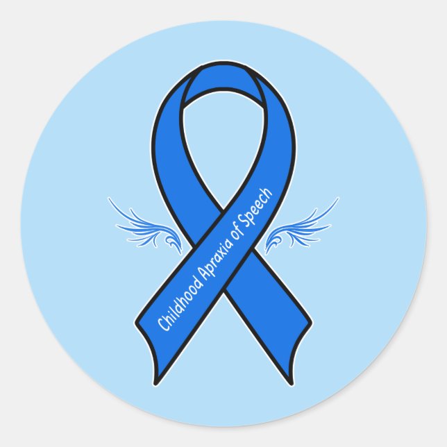 Childhood Apraxia of Speech Ribbon with Wings Classic Round Sticker (Front)