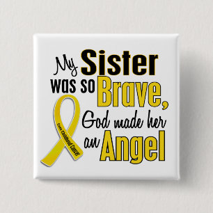 Childhood Cancer ANGEL 1 Sister 2 Inch Square Button