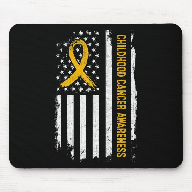 Childhood Cancer Awareness American Flag - Gold Ri Mouse Pad (Front)